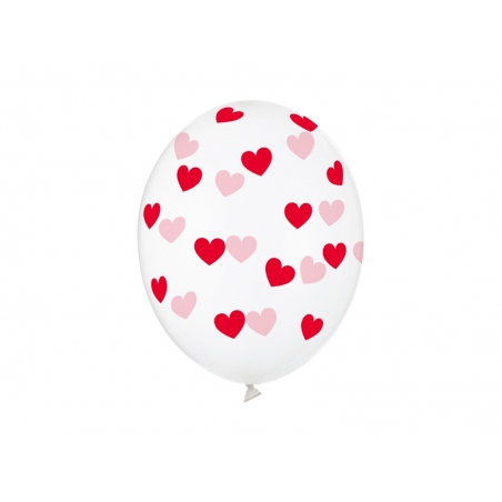 Balon lateksowy z helem w czerwone serca 30 cm