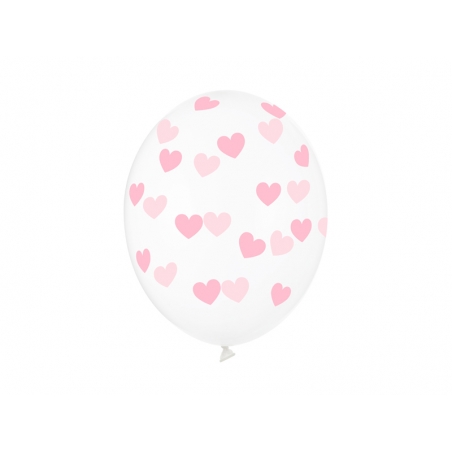 Balon lateksowy z helem w różowe serca 30 cm