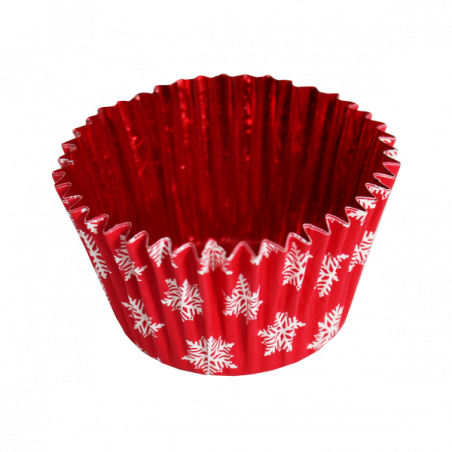 Papilotki do muffinek świąteczne czerwone w śnieżynki 24 szt.