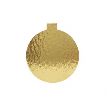 Podkład do monoporcji, złoto srebrny okrągły z uchwytem śr. 10 cm, 100 szt.