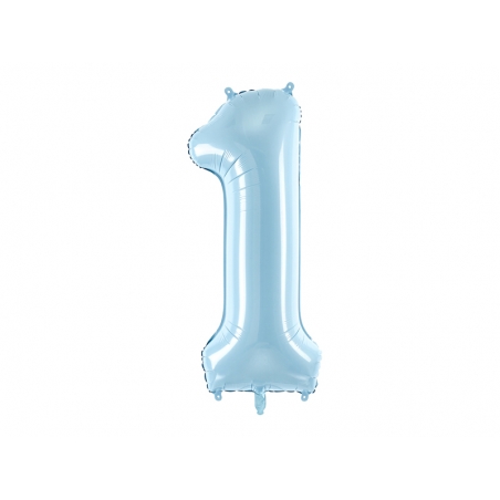 Balon foliowy duża cyfra 1, jasny niebieski