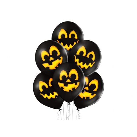 Balon lateksowy z nadrukiem Halloween czarny, 1 szt