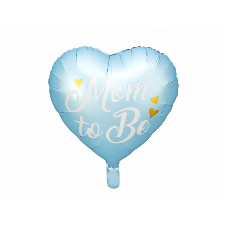 Balon foliowy Mom to Be, niebieskie serce, 1 szt.