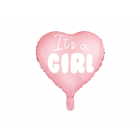 Balon foliowy It's a girl, różowe serce, 1 szt.