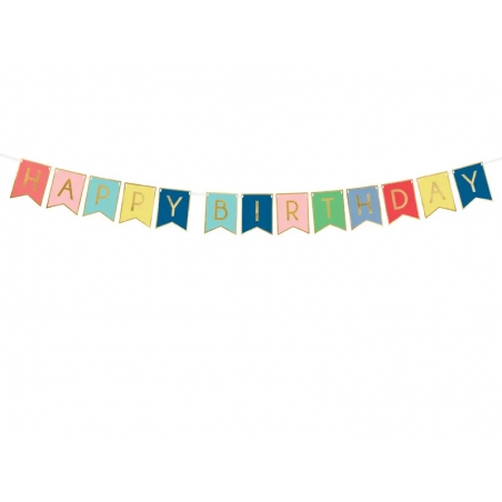 Girlanda flagi Happy Birthday kolorowy mix