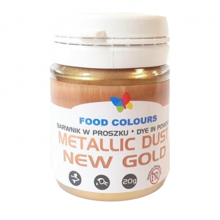 Barwnik spożywczy złoty New Gold Metallic Dust 20 g proszek, Food Colours