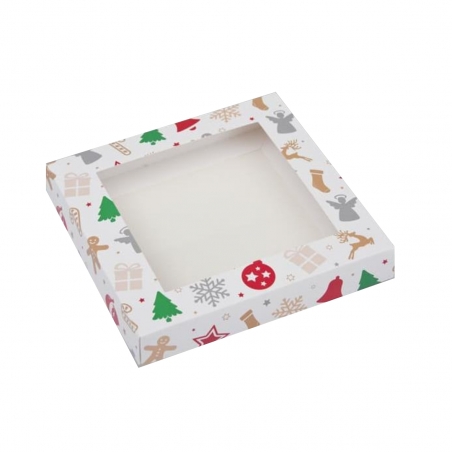 Pudełko z okienkiem Boże Narodzenie białe 15 x 15 x 2,5 cm