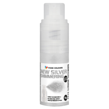 Barwnik spożywczy srebrny pudrowy New Silver Shimmering suchy spray Food Colours 5 g.