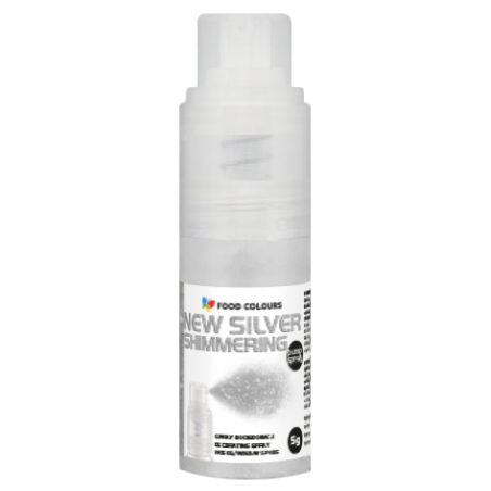 Barwnik spożywczy srebrny pudrowy New Silver Shimmering suchy spray Food Colours 5 g