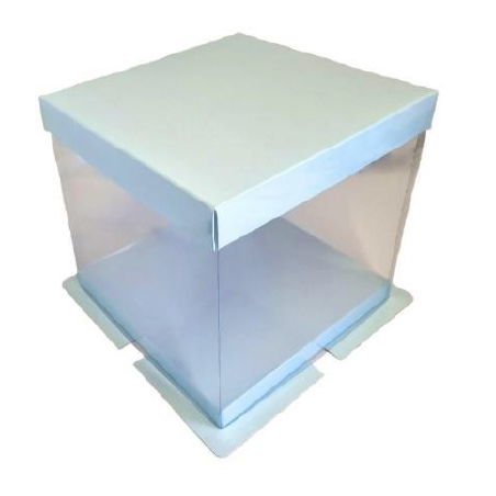 Przezroczyste pudełko na tort błękitne, 30 x 30 x 25 cm