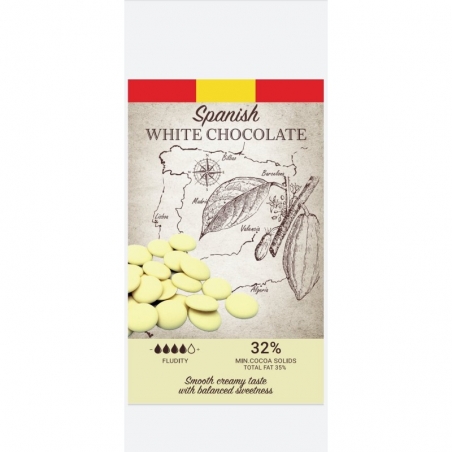 Czekolada biała Velvet 32% w pastylkach Ibercacao 1 kg