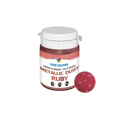 Barwnik spożywczy czerwony rubinowy Ruby Metallic Dust 20 g proszek, Food Colours