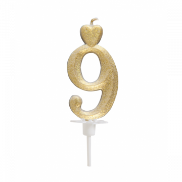 Świeczka złota cyfra 9