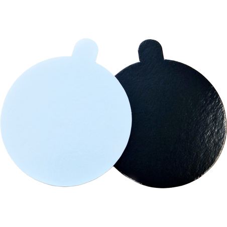 Podkład do monoporcji, biało czarny okrągły z uchwytem śr. 10 cm, 100 szt.