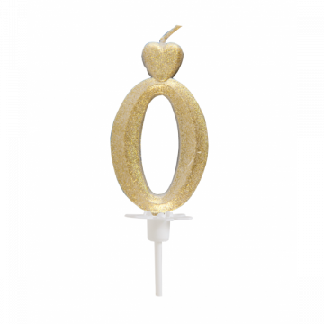 Świeczka złota cyfra 0
