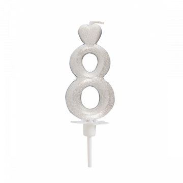 Świeczka srebrna cyfra 8