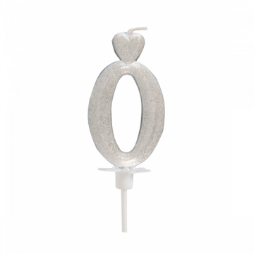 Świeczka srebrna cyfra 0