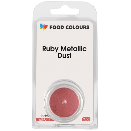 Barwnik spożywczy czerwony rubinowy Ruby Metallic Dust 2,5g proszek, Food Colours