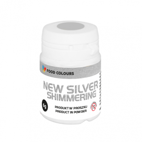 Barwnik spożywczy do dekoracji srebrny New Silver shimmering w proszku 6 g, Food Colours