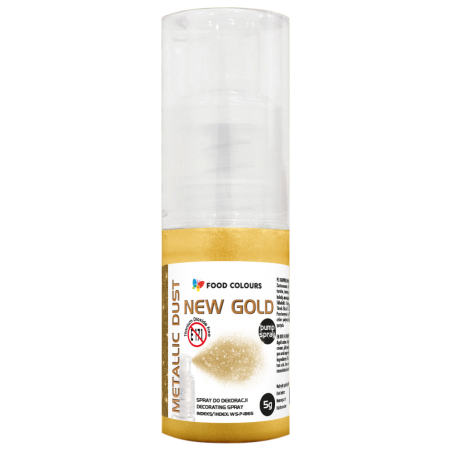 Barwnik spożywczy złoty New Gold Metallic Dust, puder suchy spray, Food Colours 5 g