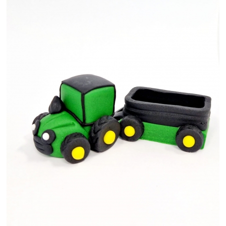 Figurka cukrowa traktor z przyczepą