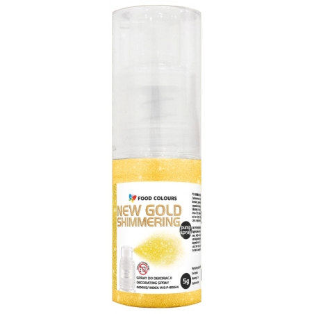 Barwnik spożywczy złoty New Gold Shimmering, puder suchy spray, Food Colours 5 g