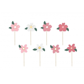 Topper różowe kwiaty mix