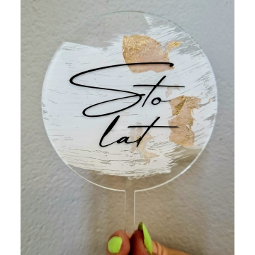 Topper okrągły Sto Lat, plexi