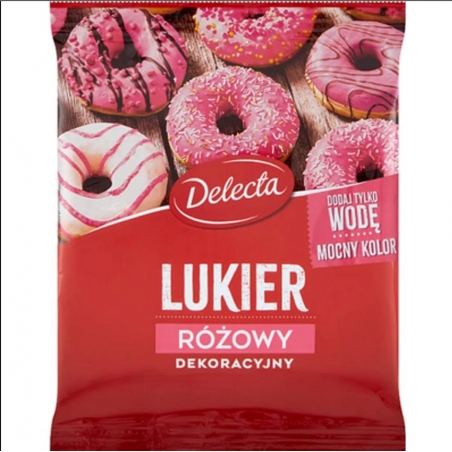 Lukier do dekoracji różowy 80 g, Delecta