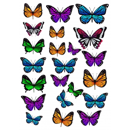 Motyle kolorowe, wydruk na papierze skrobiowym lub cukrowym