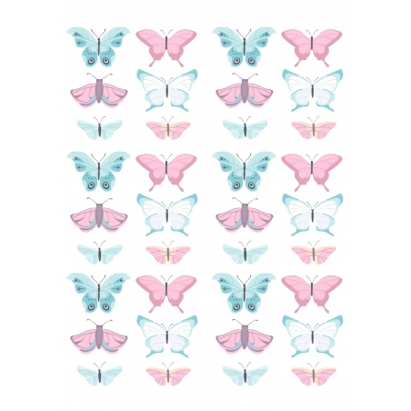 Motyle pastelowe, wydruk na papierze skrobiowym lub cukrowym