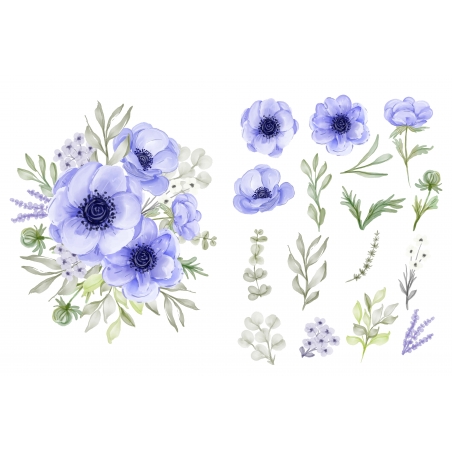 Kwiaty w błękitach, wydruk na papierze skrobiowym lub cukrowym