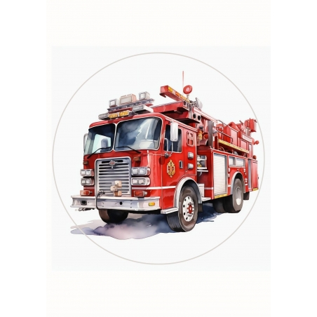 Wóz strażacki, wydruk na papierze skrobiowym lub cukrowym