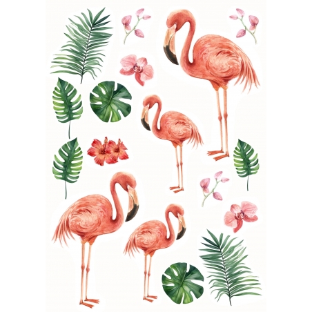 Flamingi, wydruk na opłatku