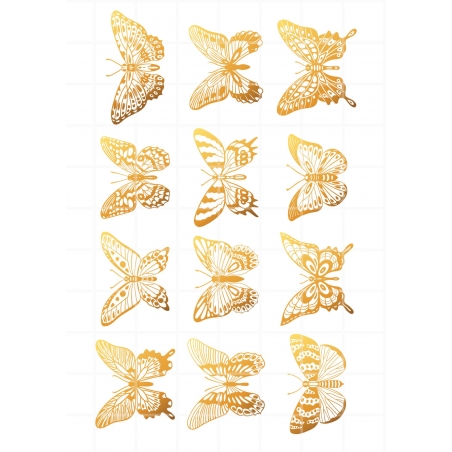 Motyle złoty ażur, wydruk na papierze skrobiowym lub cukrowym