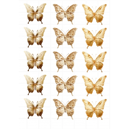 Motyle w złocie, wydruk na papierze skrobiowym lub cukrowym