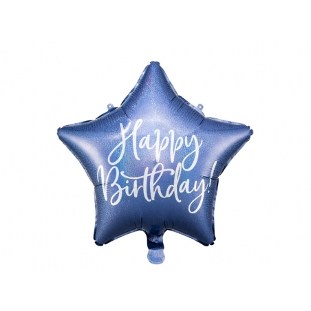 Balon foliowy Happy Birthday granatowy, 40 cm