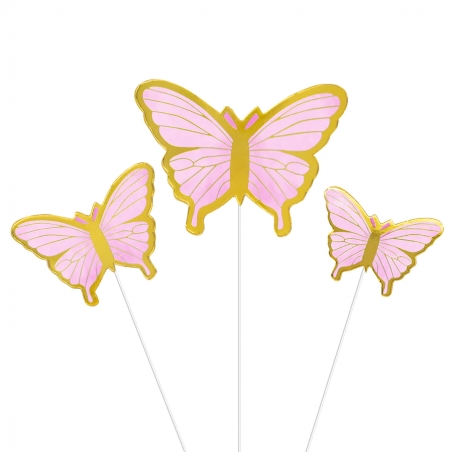 Toppery różowo-złote motyle, 10 szt.