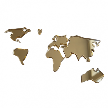 Dekory na tort Mapa Świata złote lustro plexi
