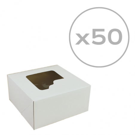 Pudełko na tort białe z okienkiem 22 x 22 x 11 cm, 50 szt.