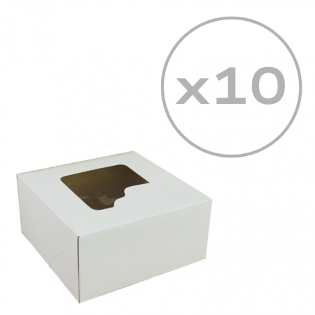 Pudełko na tort białe z okienkiem 18 x 18 x 9 cm, 10 szt.