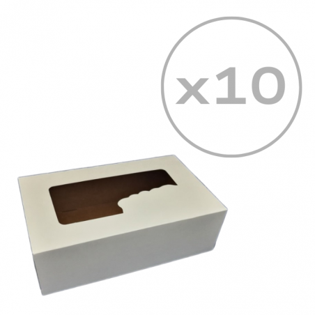 Pudełko na tort białe z okienkiem 31 x 22 x 8 cm, 10 szt.