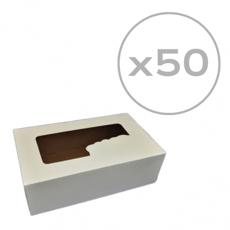 Pudełko na tort białe z okienkiem 31 x 22 x 8 cm, 50 szt.