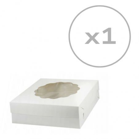 Pudełko na tort białe z okienkiem dwuczęściowe 32 x 32 x 14 cm