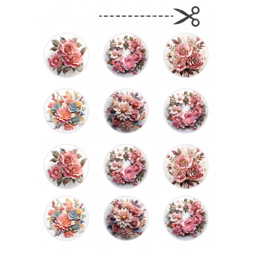 Vintage flowers, kółka o...