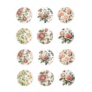 Vintage roses, kółka o śr....