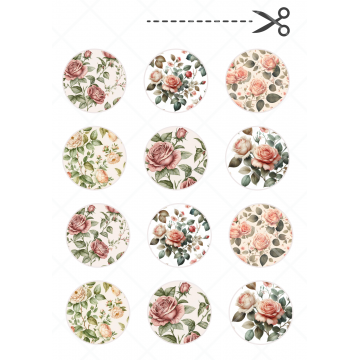 Vintage roses, kółka o śr....