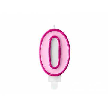 Świeczka różowa cyfra 0