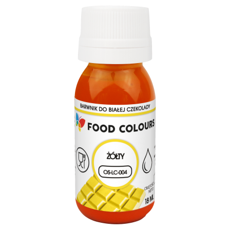 Barwnik spożywczy olejowy do czekolady żółty 18 ml, Foodcolours