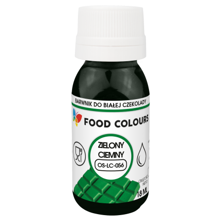 Barwnik spożywczy olejowy do czekolady zielony ciemny 18 ml, Foodcolours